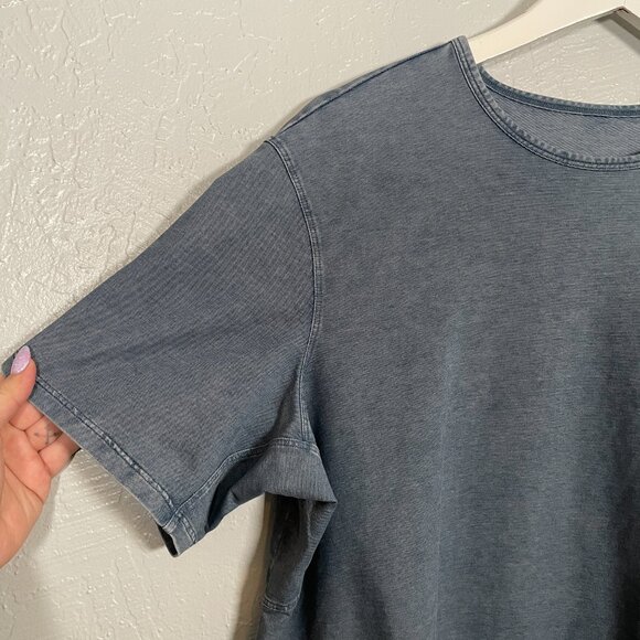 Lululemon Men M Blue Chambray Commission Short Sleeve T-Shirt Crew Neck Stretch - Picture 4 of 8